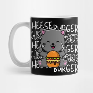 Cute cat eating Cheeseburger Mug